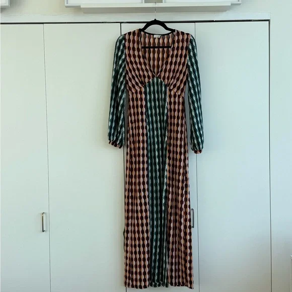 RIXO Phoebe Knit Dress Multicolor Long Sleeve Maxi Dress Size XS US 4 - Picture 11 of 11